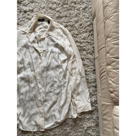 Theory Blouse Top Button Front Cream Off White Large - Picture 5 of 7